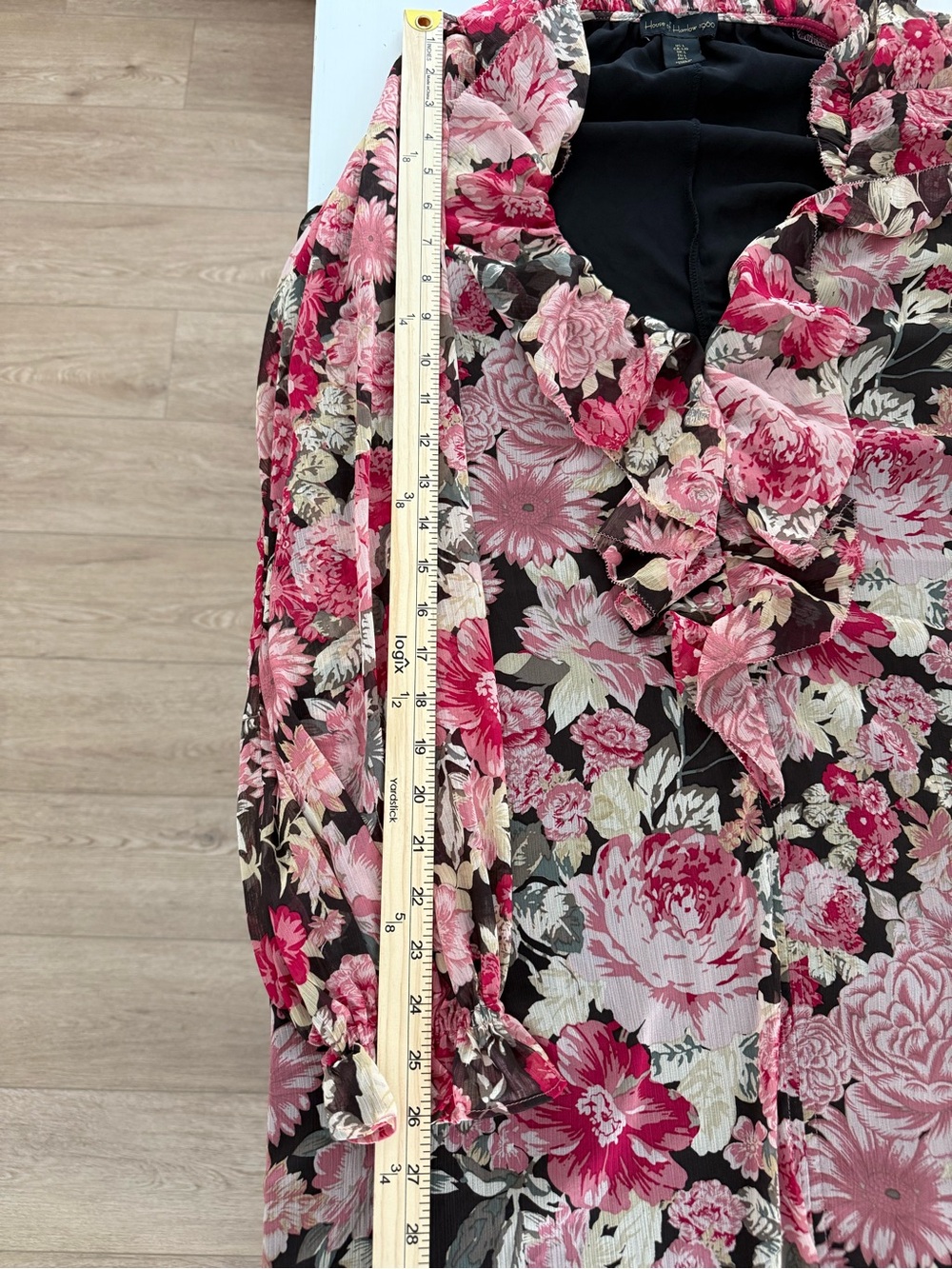 House of Harlow 1960 Floral Ruffle Long Sleeve Mini Dress Large Boho - Picture 7 of 7